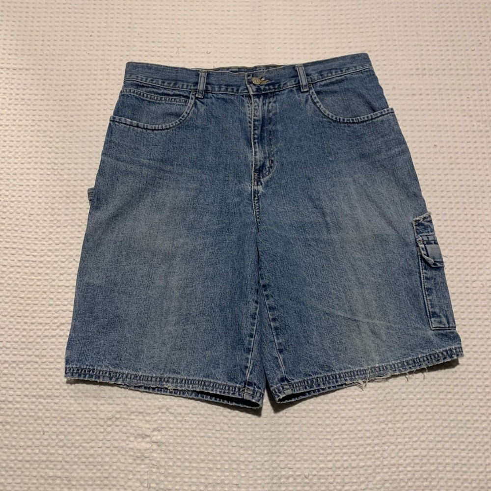 Faded Glory Mens Denim Carpenter Shorts Blue Medium Stone Wash 34W FGA14J05-2